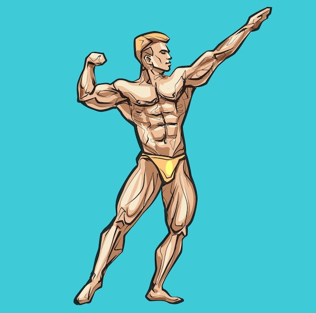 Bodybuilder flexing his muscles