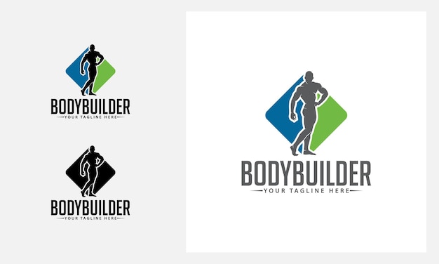 bodybuilder gym logo design template