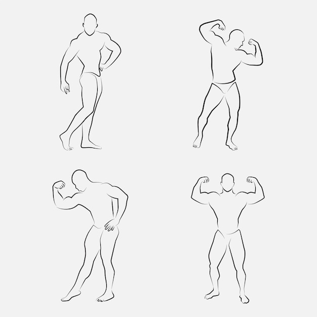 bodybuilder line art