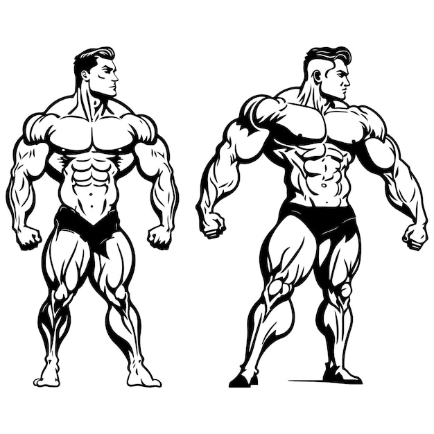 Bodybuilder silhouette vector Bodybuilder black outline vector illustration