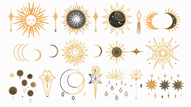 Bohemian Linear Logos Icons Symbols Sun Design