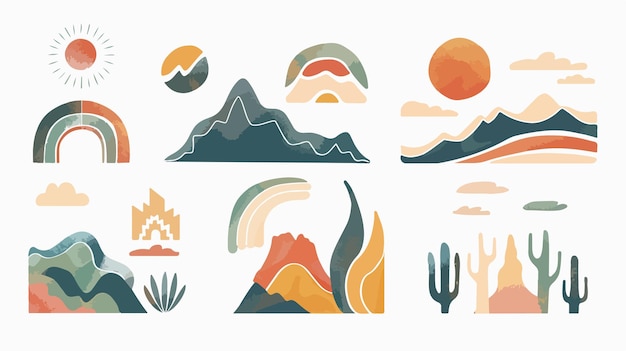 Bohemian Linear Logos and Symbols Landscape Arc