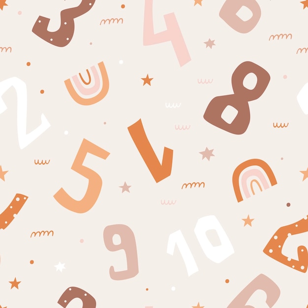 Bohemian seamless pattern with numbers