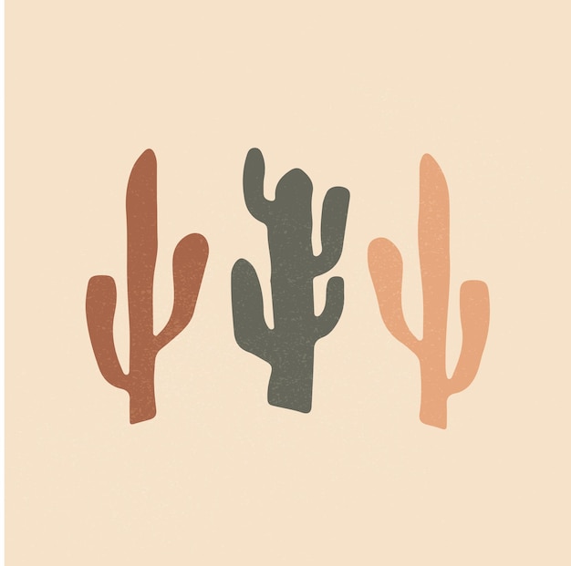 Boho Cactus Illustration, Vector File, Beige Colors, Simple Drawing, Minimalist Bohemian, Nude