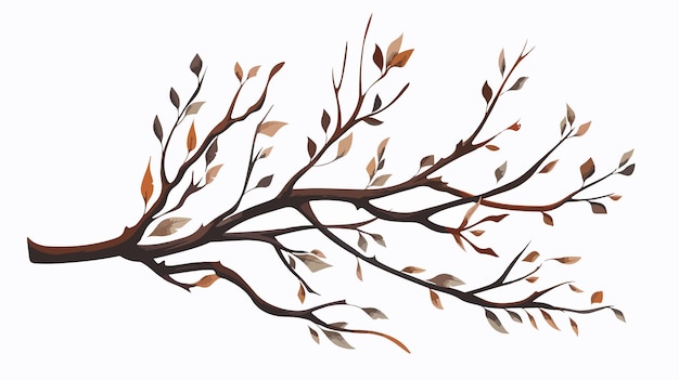 Vector boho dry plant twig tree branch illustration flat vector