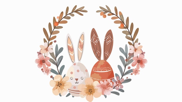 Boho Easter Concept Design Wreath with Bunny Ears and Egg