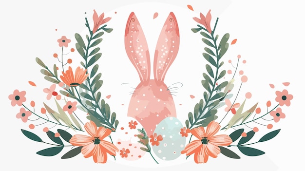 Boho Easter Concept Design Wreath with Bunny Ears and Egg