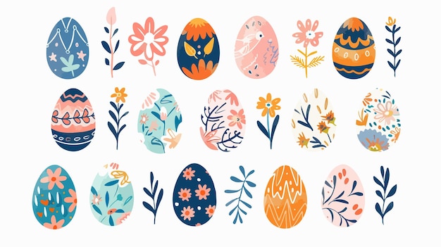 Boho Easter Eggs Clipart Set for Happy Easter Designs