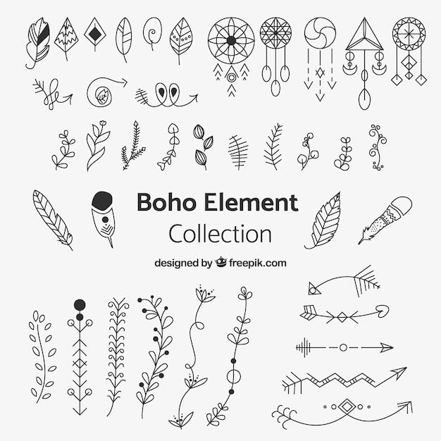 Boho element collection with flat design