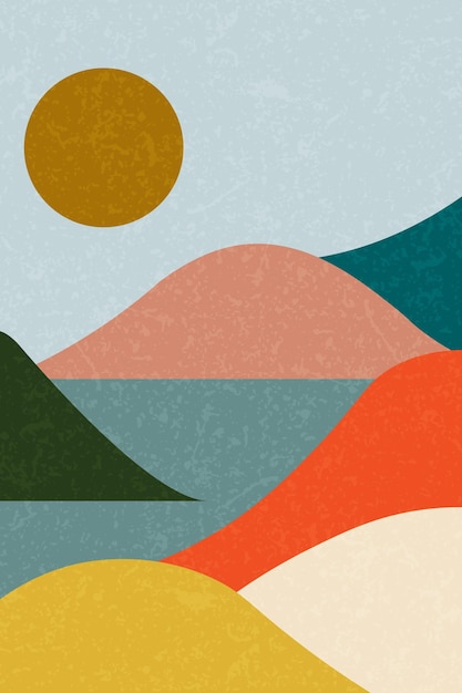 boho minimalistic vector landscape modern art