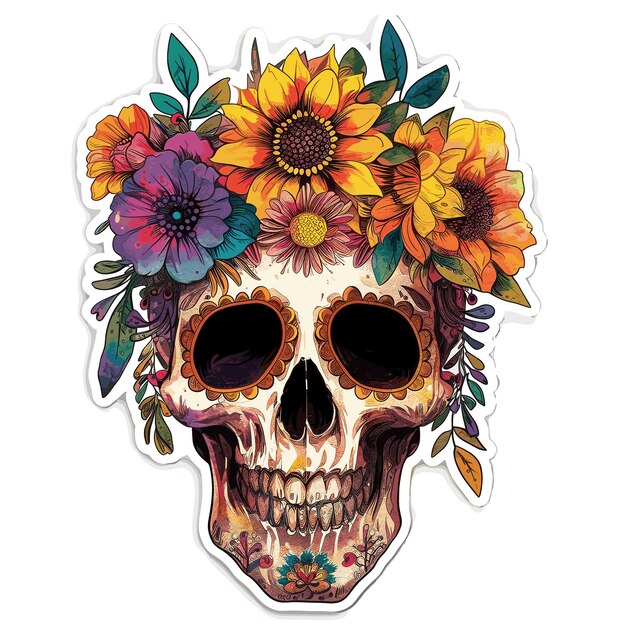 Vector boho skull sticker