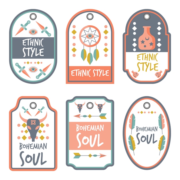 Boho Style with Typography  Badges Collection