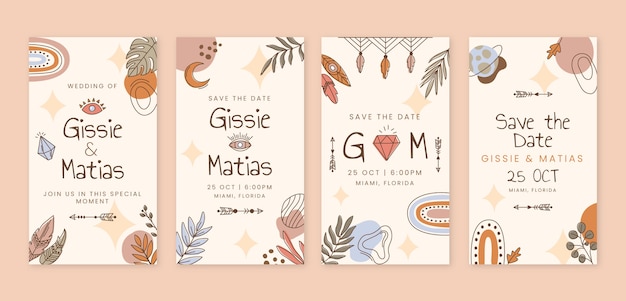 Boho wedding instagram stories design