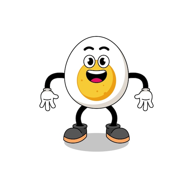 Boiled egg cartoon with surprised gesture character design