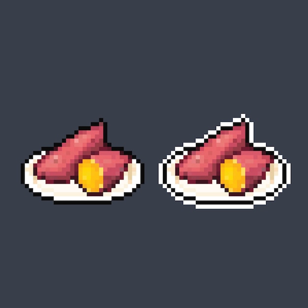 boiled sweet potato in pixel art style