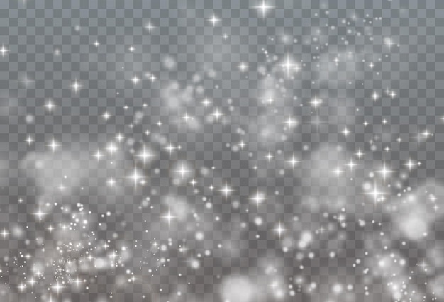 Bokeh light lights effect background. White png dust light. Christmas background of shining dust.