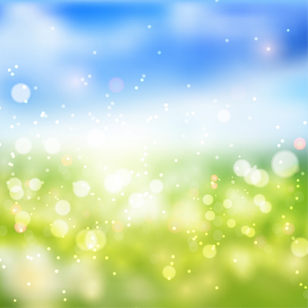 Bokeh lights effect on fresh spring gradient  background