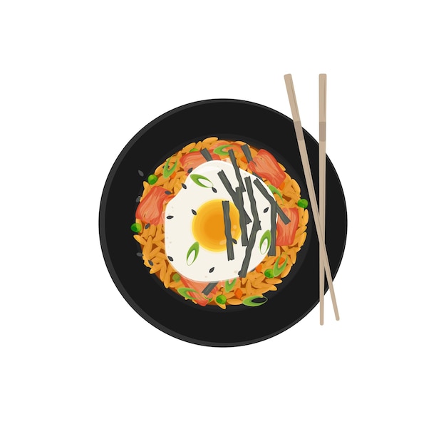 Bokkeumbap Kimchi Fried Rice Illustration Logo