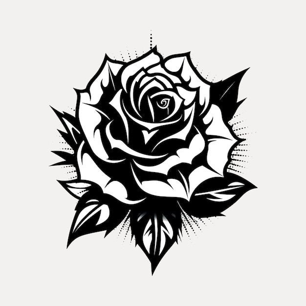 Bold black rose tattoo design