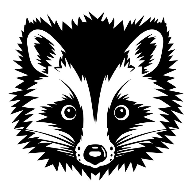 Vector a bold black and white illustration of a raccoons face perfect for adding a playful and quirky touch to your designs