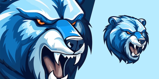 Bold Blue Bear Mascot Dominant Vector Graphic for Sport and ESport Teams