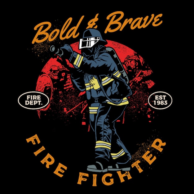 bold and brave fire fighter in duty