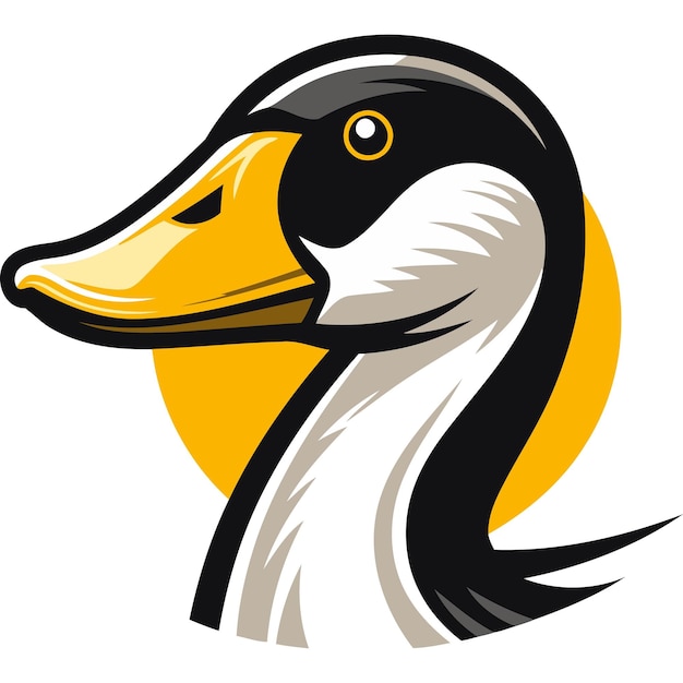 Vector bold cartoon goose head logo perfect for sports teams outdoor businesses and branding