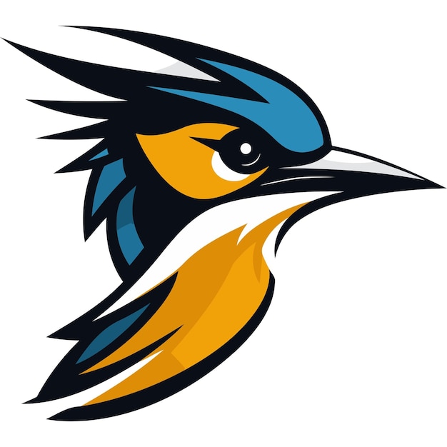 Bold and dynamic bird logo design with a fierce expression perfect for sports teams brands seeking a strong identity or naturethemed projects