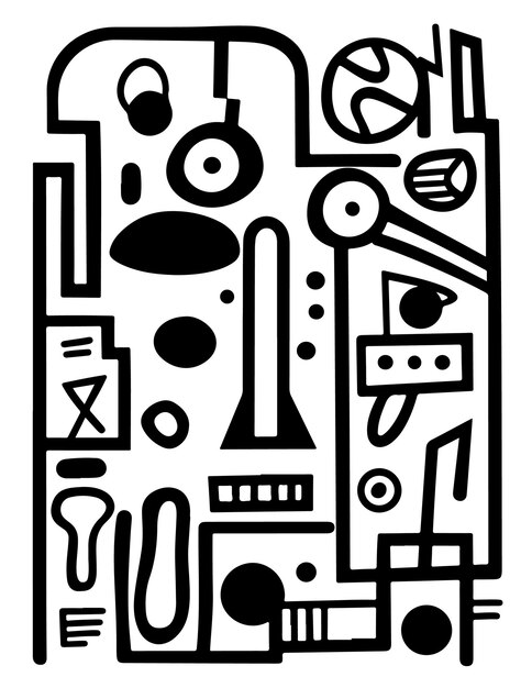 Vector bold and easy coloring pages with bold and simple outline