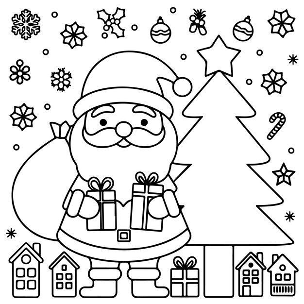 Vector bold and easy holiday coloring fun book simple and fun christmas coloring pages