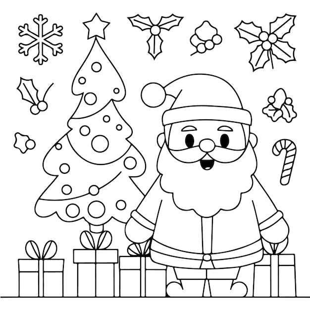 Vector bold and easy holiday coloring fun book simple and fun christmas coloring pages