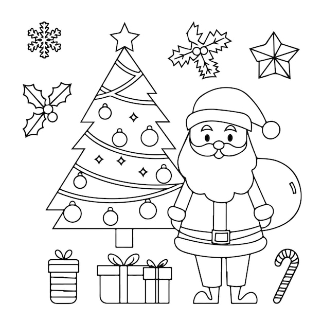 Vector bold and easy holiday coloring fun book simple and fun christmas coloring pages