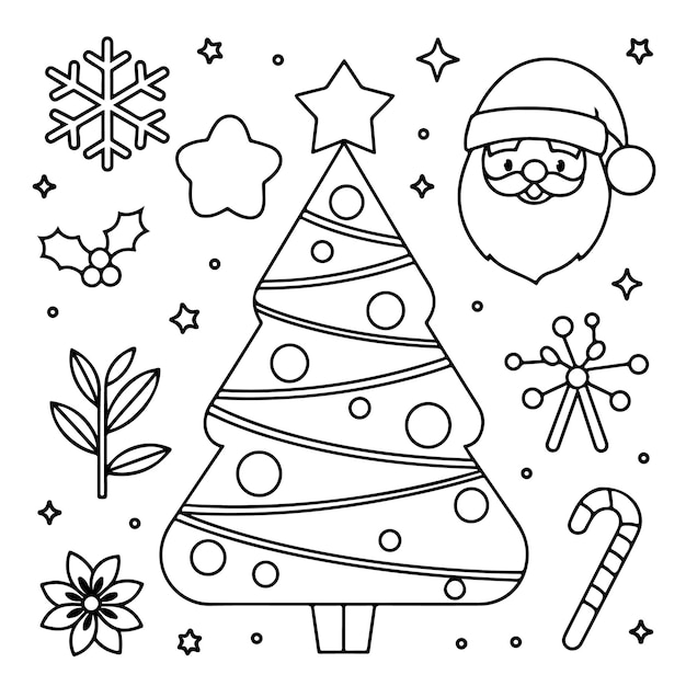 Vector bold and easy holiday coloring fun book simple and fun christmas coloring pages