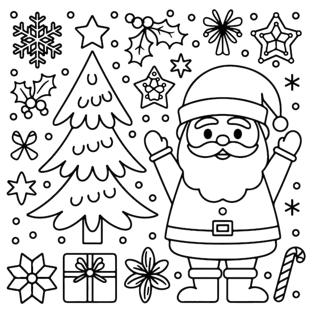 Vector bold and easy holiday coloring fun book simple and fun christmas coloring pages