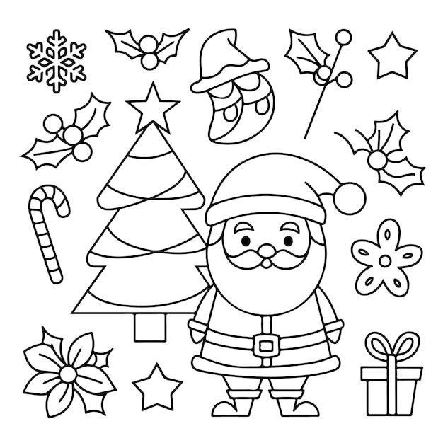 Vector bold and easy holiday coloring fun book simple and fun christmas coloring pages