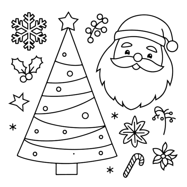 Vector bold and easy holiday coloring fun book simple and fun christmas coloring pages