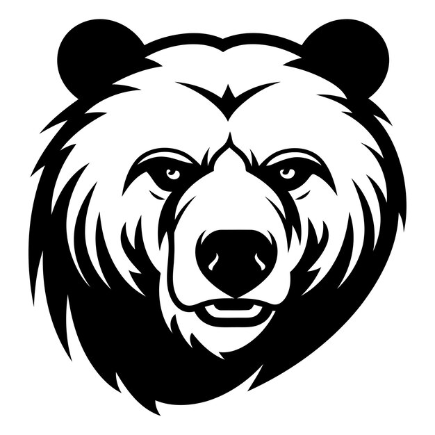 Vector a bold and fierce black and white bear head illustration