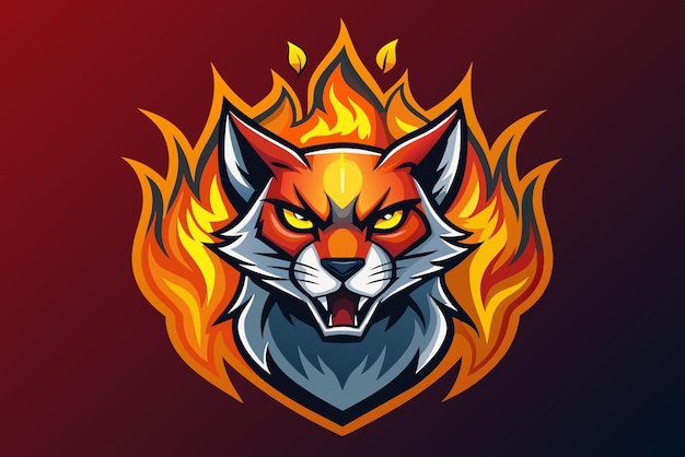 Vector a bold fox head with sharp features emerges from vibrant flames embodying strength and intensity ideal for logos in gaming or branding