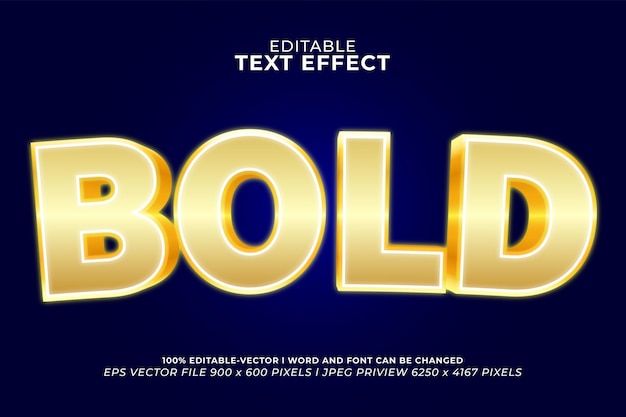 Bold in gold 3d text effect