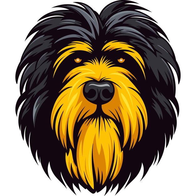 A bold graphic illustration of a dogs head with a fierce expression perfect for branding or tshirt designs