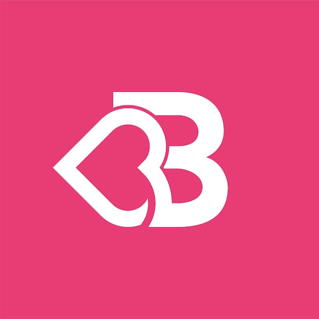 bold logo template heart love letter B