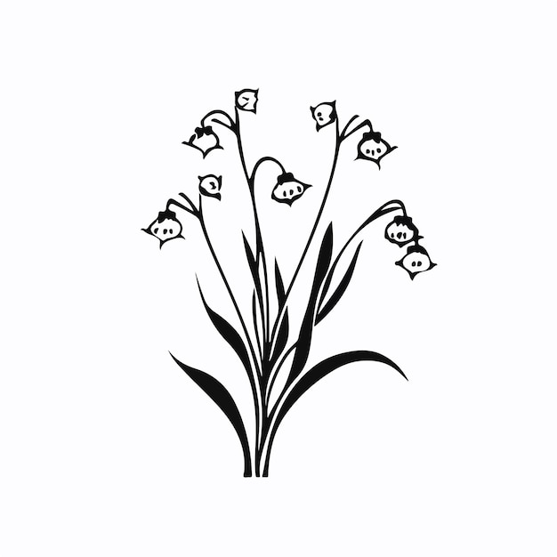 Bold outline of Lily of the valley rendered in vector format