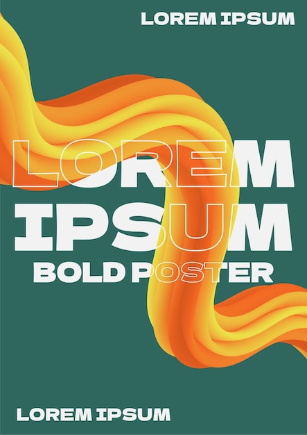 Bold poster design template with abstract 3d fluid for business