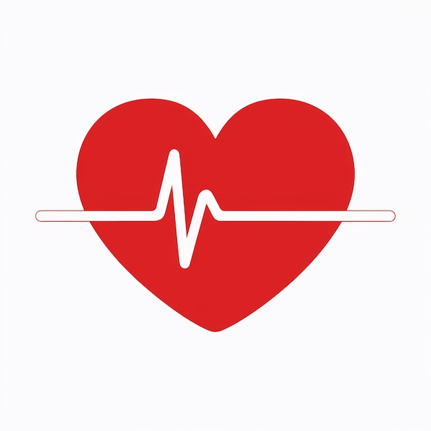 Vector a bold red heart with a white ecg waveform across its center