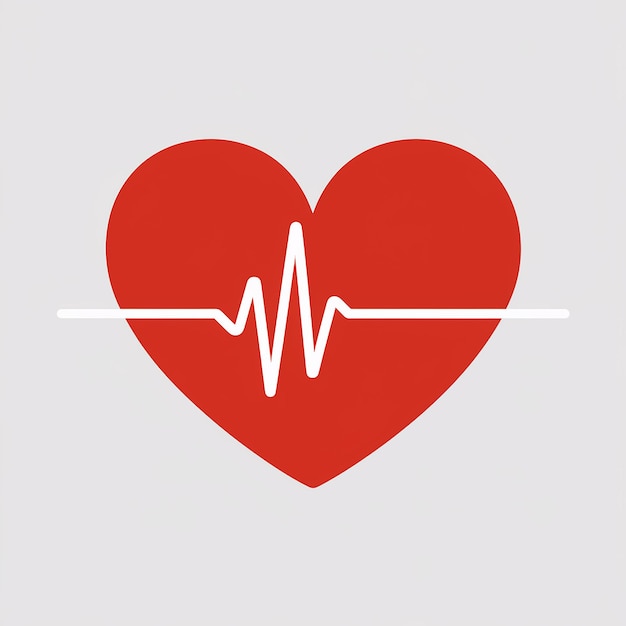 Vector a bold red heart with a white ecg waveform across its center