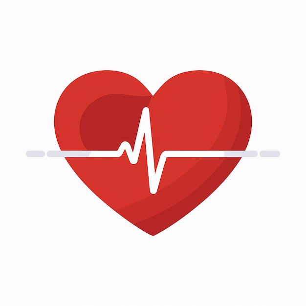 A Bold Red Heart with a White ECG Waveform Across Its Center