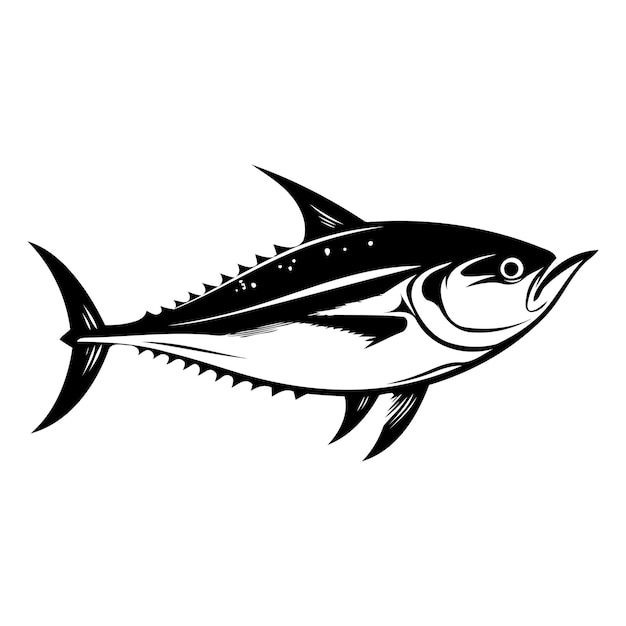 A bold silhouette of a tuna fish perfect for branding logos or graphic design projects