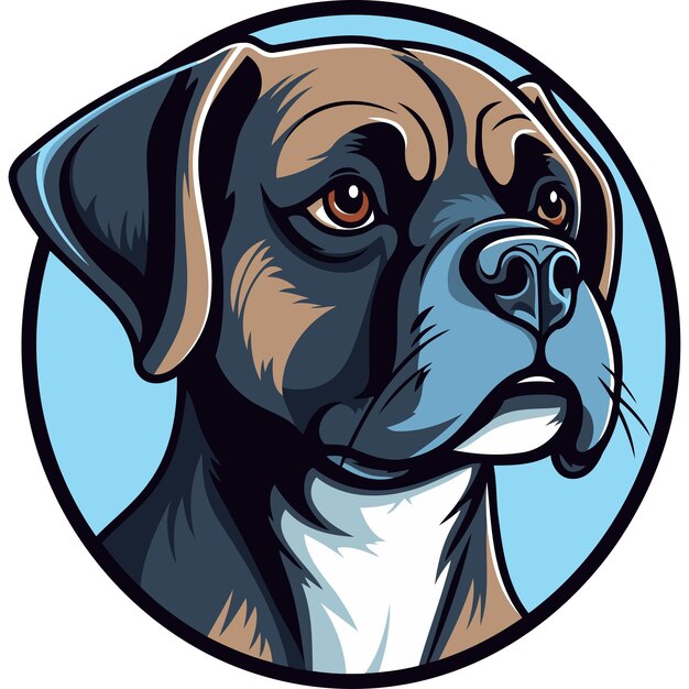 A bold and striking illustration of a boxer dogs head perfect for branding or logo design