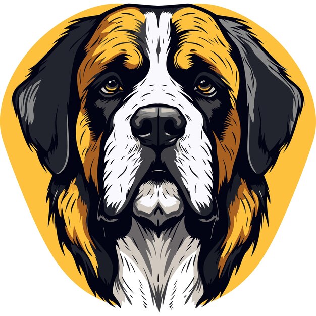 Vector a bold and striking illustration of a saint bernards face captured in a closeup shot