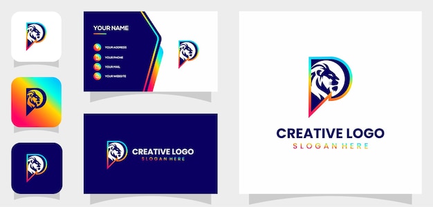 Bold, strong and modern illustration logo design initial letter P combined with lion's head